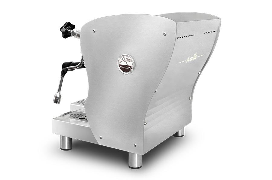 Nota-3_4-panel-trasero-Orchestrale-Maquinas-de-Cafe-Espresso-Profesional-E61 Maquina de café Orchestrale Nota vista trasera de 3/4 1 grupo E61 manual con logo retroiluminado por LED